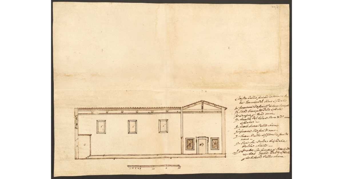 Taglio Dalla Facciata interna e Parte laterale Del Novo Spedale