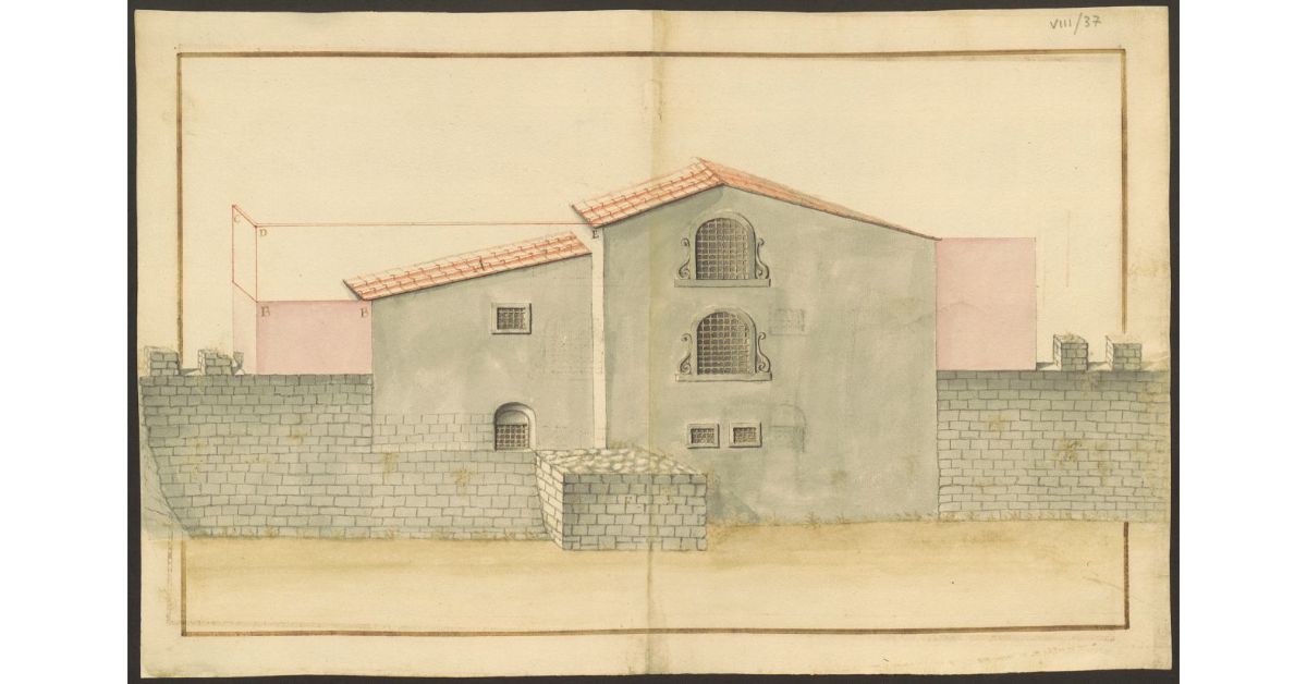 [Facciata di un edificio con l'indicazione dei lavori che devono essere eseguiti]