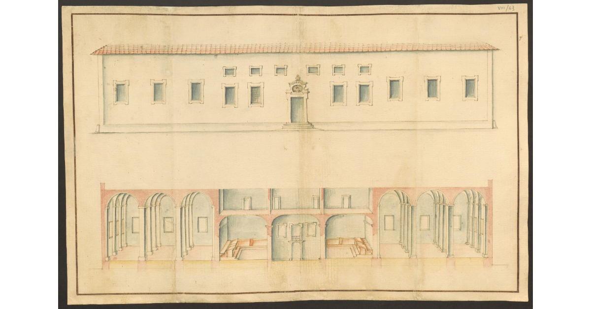 [Facciata e sezione del palazzo del Monte dei Pegni]