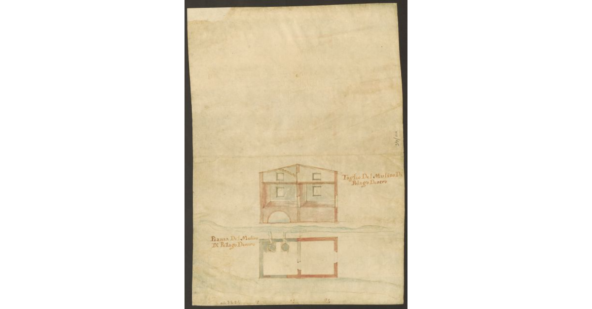 [Pianta e spaccato del mulino di Pelago]