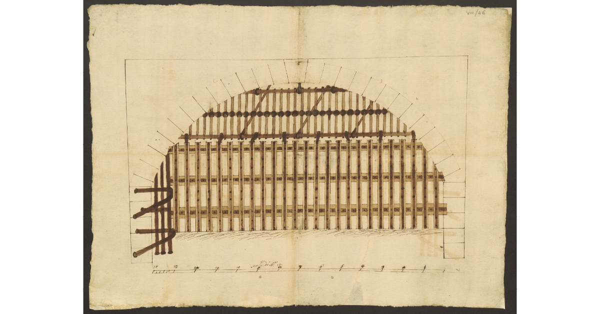 [Disegno della steccaia del mulino di Ortignano]