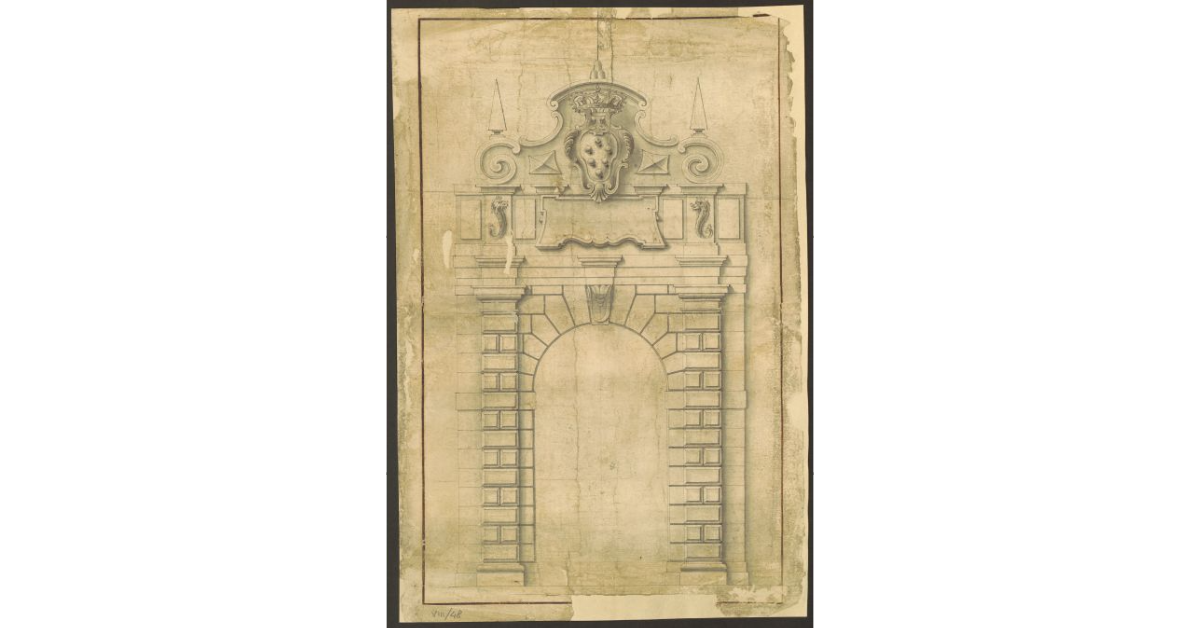 [Particolare di una porta monumentale con Arme medicea]