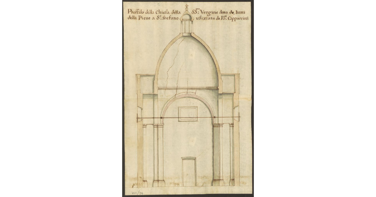 Proffilo della Chiesa della S.S.ma Vergine detta de lumi della Pieve a S. Stefano ufiziata da Padri Cappuccini