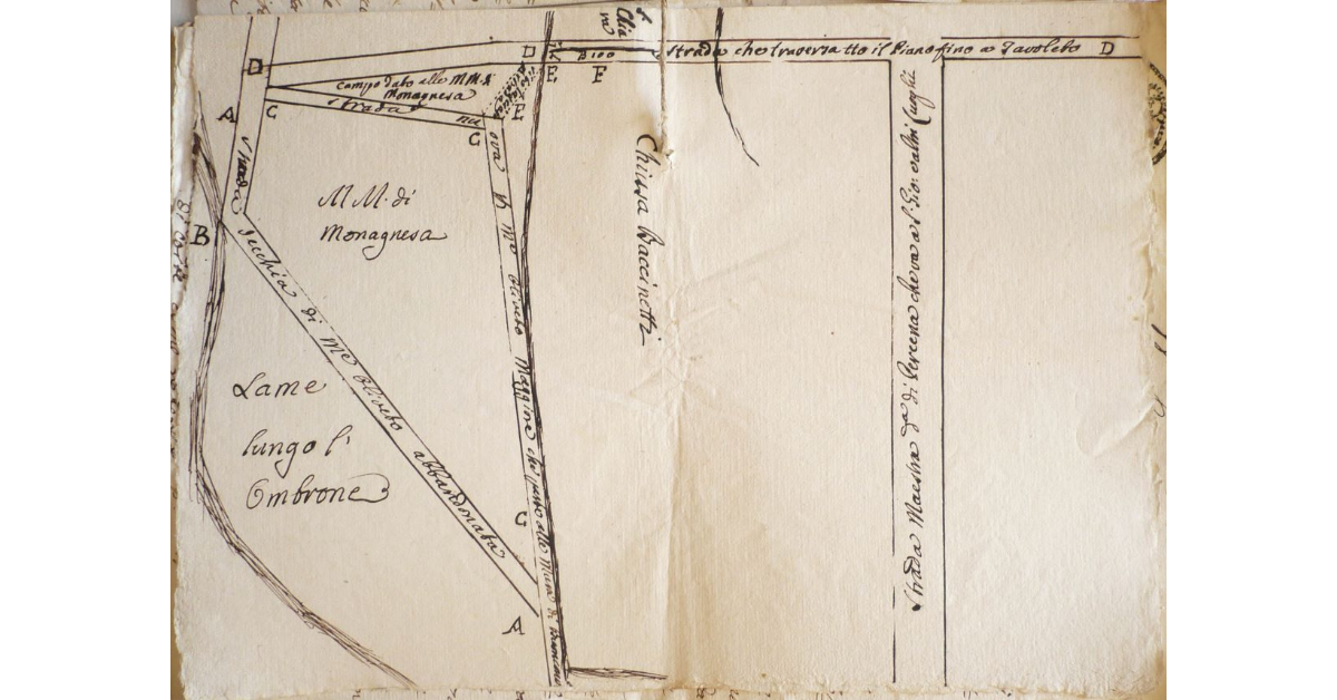 [Strada di comunicazione tra la Consolare Romana e la Strada di Monte Oliveto Maggiore nei pressi di Buonconvento]