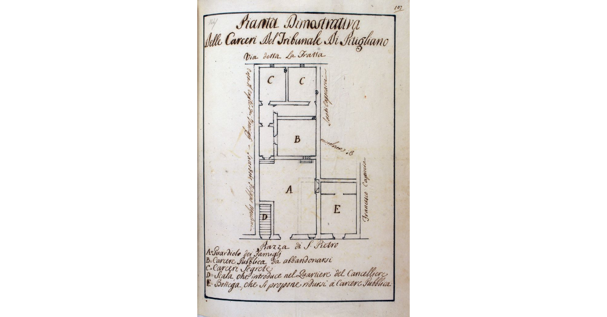 Pianta Dimostrativa delle Carceri Del Tribunale di Pitigliano