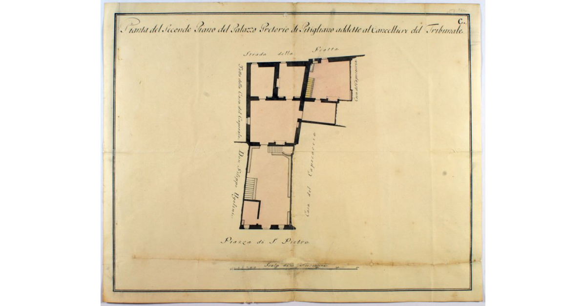 Pianta del Secondo Piano del Palazzo di Pitigliano addetto al Cancelliere del Tribunale