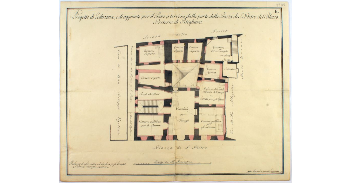 Progetto di Reduzione, e di aggiunte per il Piano a terreno dalla parte della Piazza di S. Pietro del Palazzo Pretorio di Pitigliano