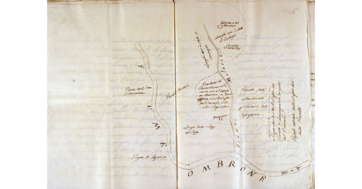 [Pianta dell'area compresa fra il piano del Citernone, il piano di Paganico e il pianetto di Campagnatico]