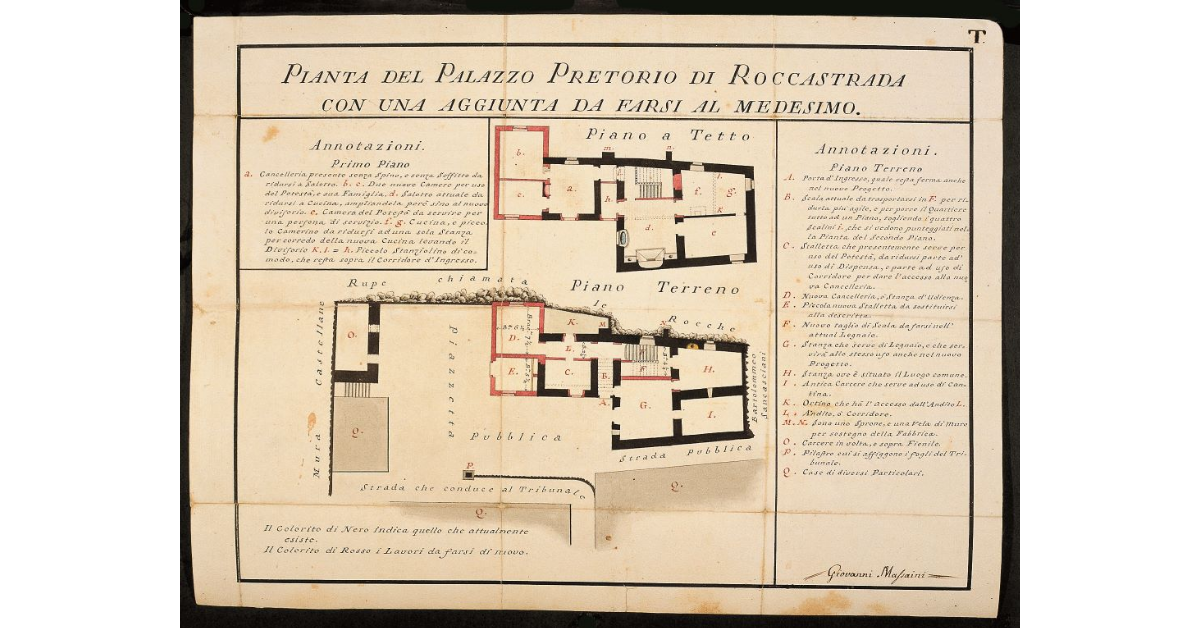 Pianta del Palazzo Pretorio di Roccastrada con una aggiunta da farsi al medesimo