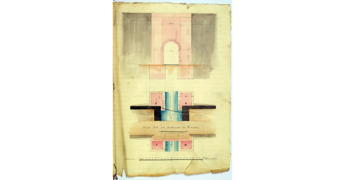 [Pianta e alzato del ponte dell'oro sul fosso dell'Ebreo presso Scansano]