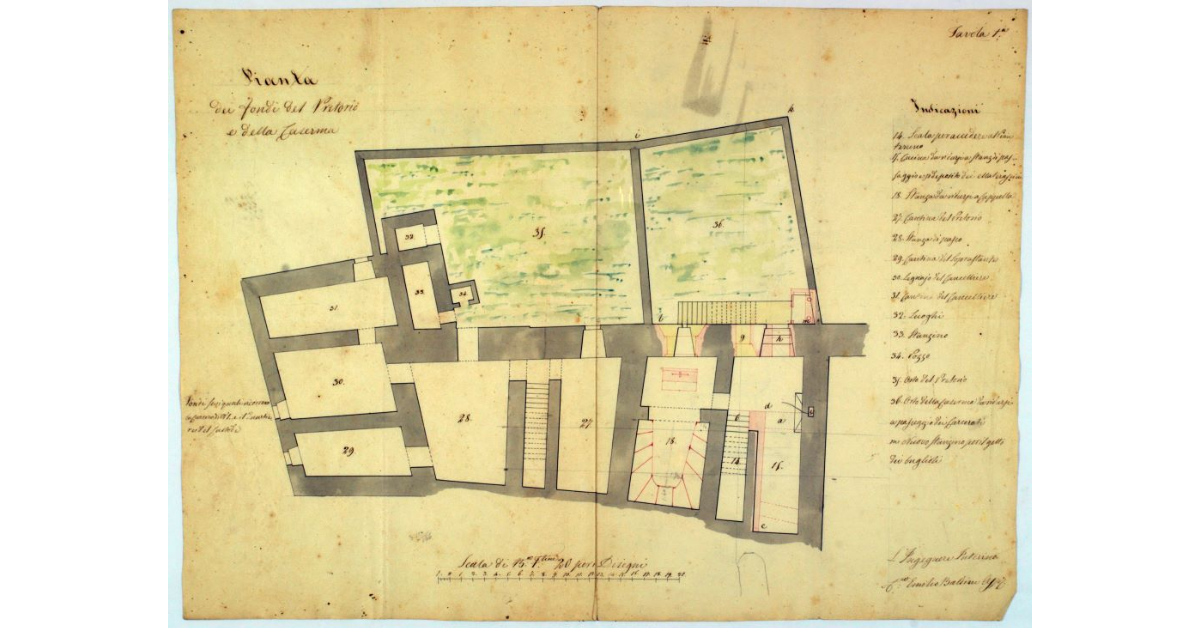 Pianta dei fondi del Pretorio e della Caserma