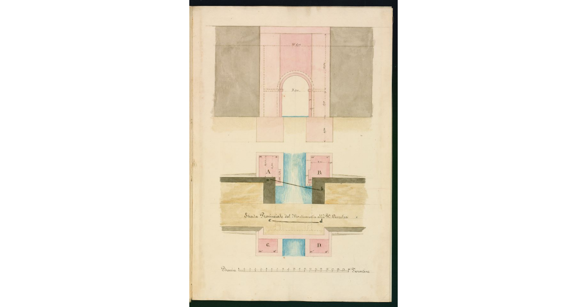 [Pianta e alzato del ponte dell'oro sul fosso dell'Ebreo presso Scansano]