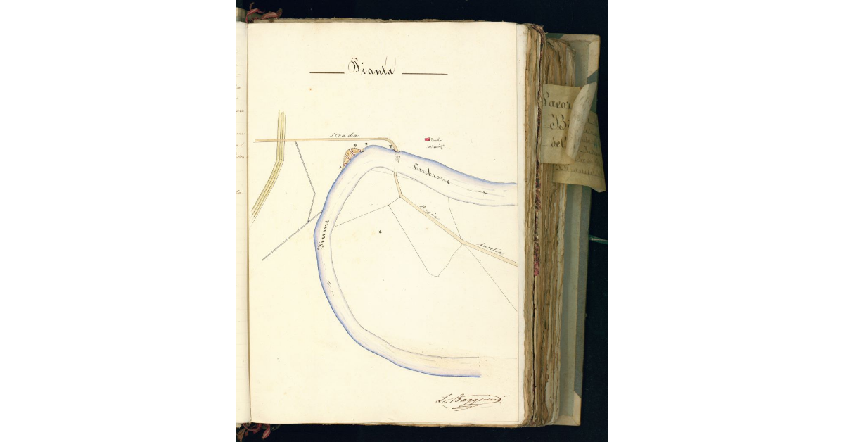 [Pianta del tratto del fiume Ombrone in prossimità della barca dell’Alberese]