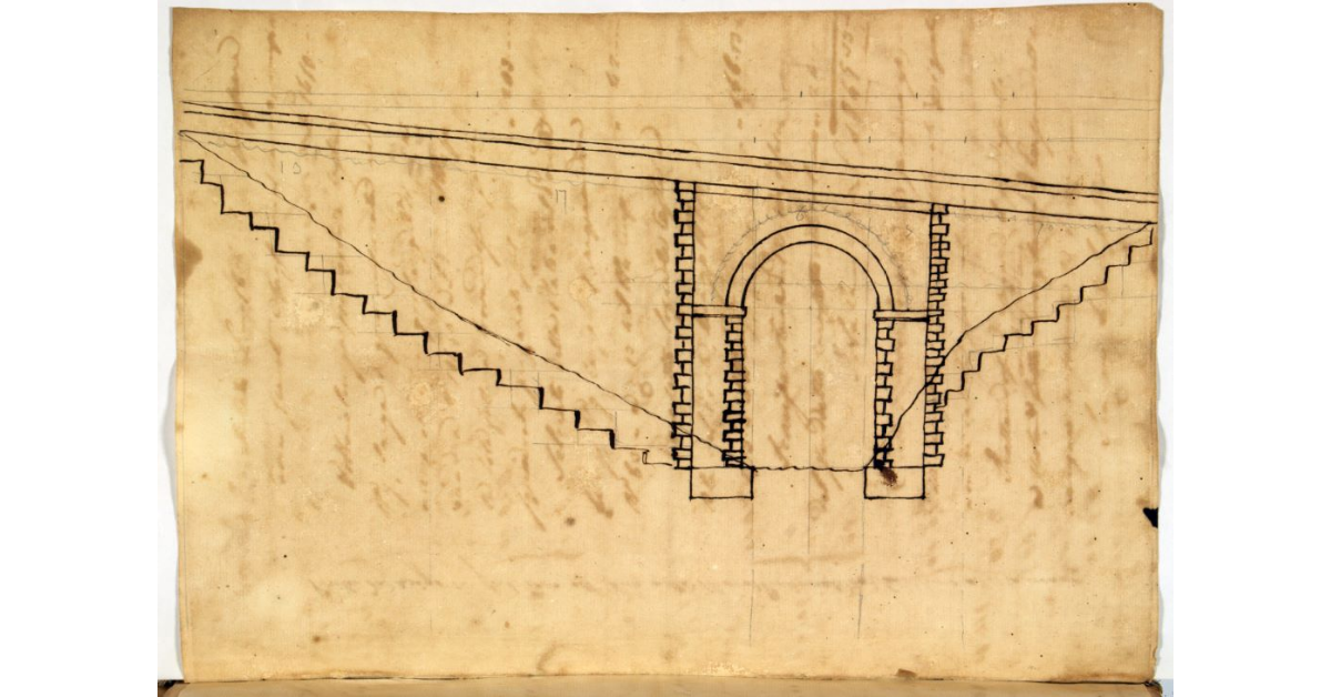 [Disegno raffigurante il ponte da realizzarsi sul fosso all’Ebreo nella strada provinciale da Scansano a Manciano]