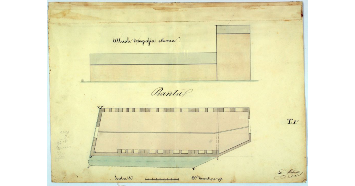 [Ortografia esterna e pianta della fabbrica di piazza di Pozzo detto di San Pietro in Grosseto]