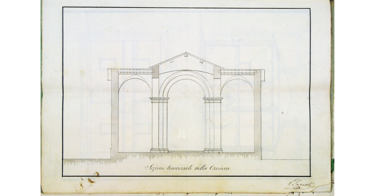 [Sezione trasversale nella Crociera della nuova chiesa del Cerreto]