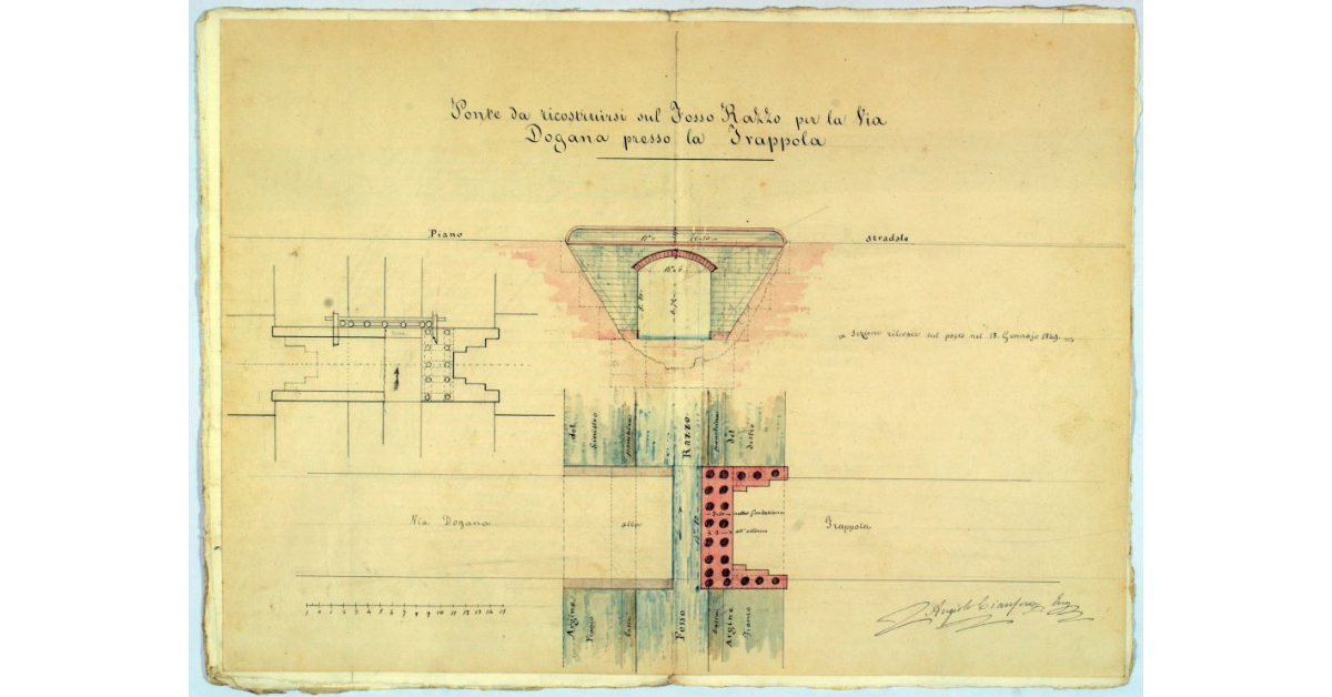 Ponte da ricostruirsi sul fosso Razzo per la via Dogana presso la Trappola