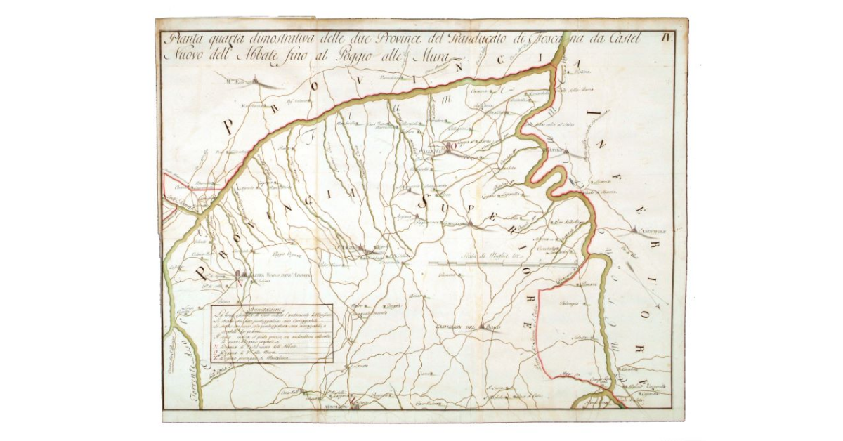 Pianta quarta dimostrativa delle due province del Granducato di Toscana da Castelnuovo dell'Abate fino al Poggio alle Mura