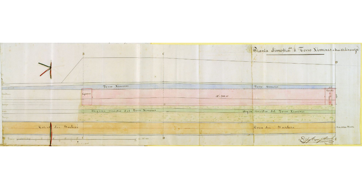 Pianta dimostrativa il Fosso Ximenes e sue adiacenze