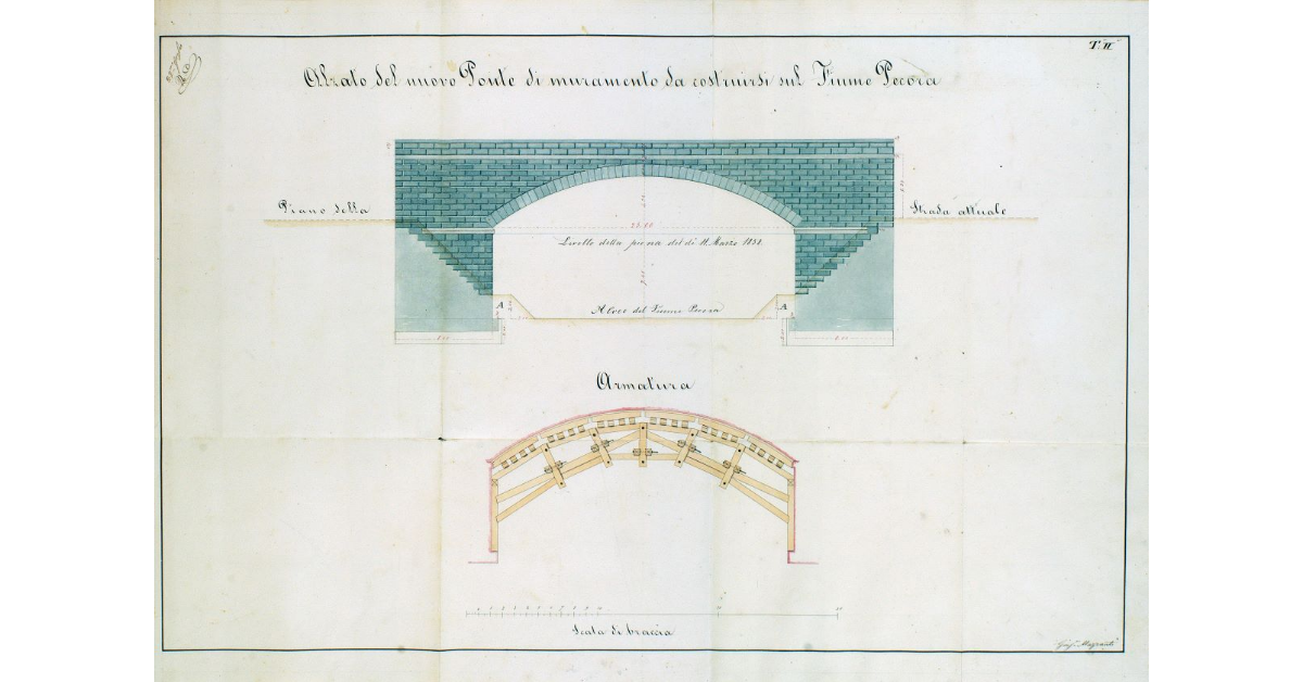 Alzato del nuovo Ponte di muramento da costruirsi sul Fiume Pecora