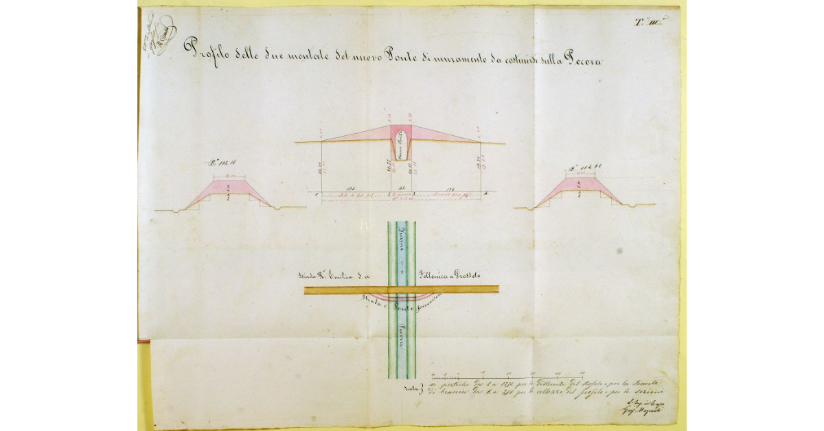 Profilo delle due montate del nuovo Ponte di muramento da costruirsi sulla Pecora