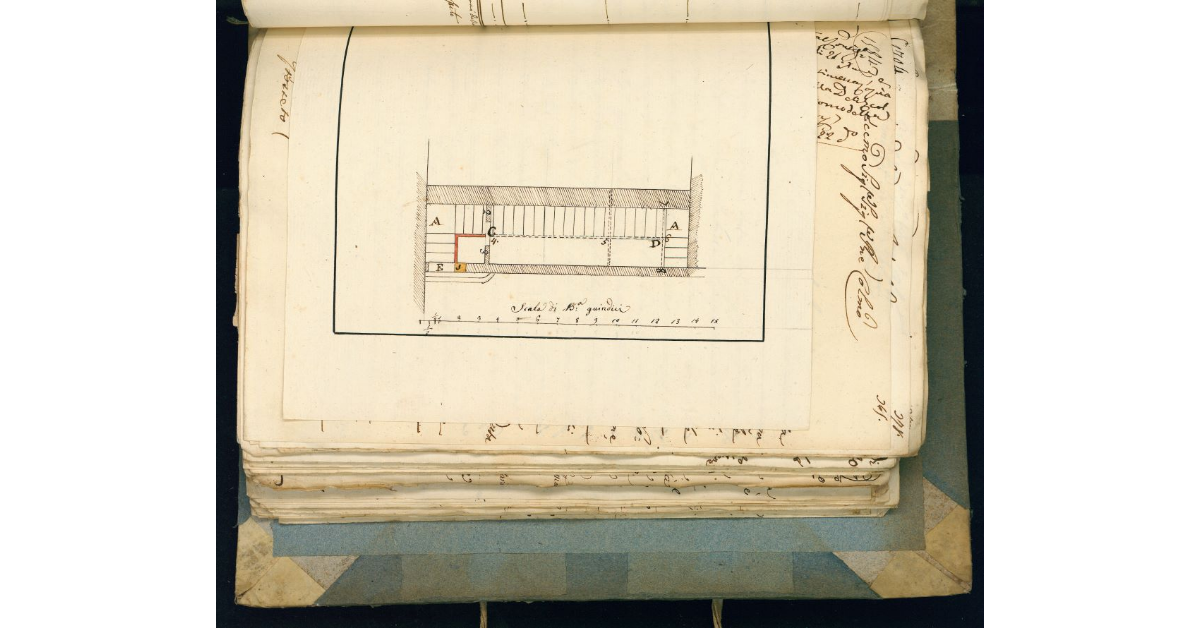 [Disegno della nuova scala da costruirsi per salire ai palchi superiori del palazzo della Cancelleria]