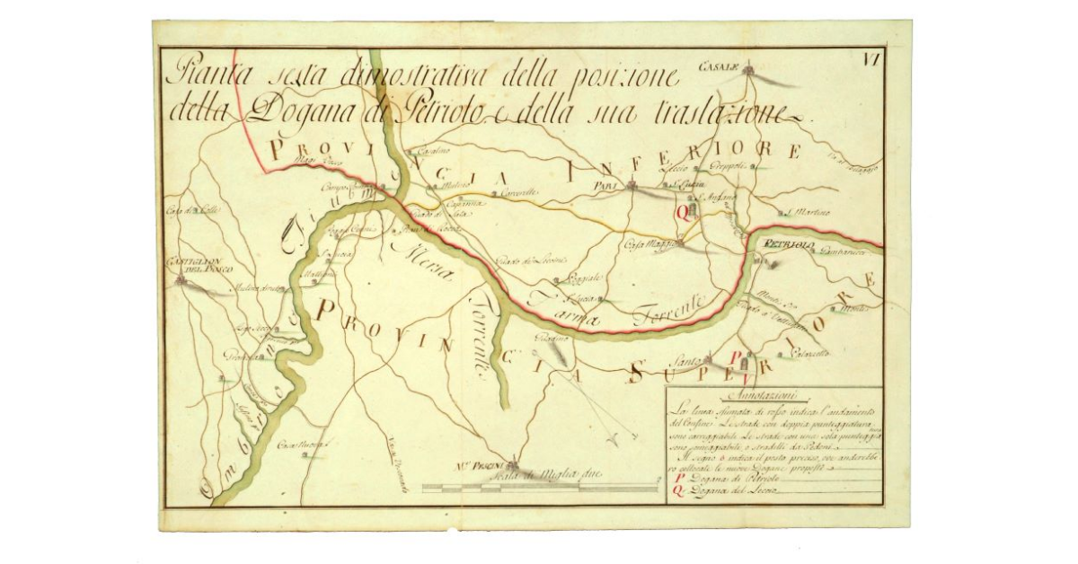 Pianta sesta dimostrativa della posizione della dogana di Petriolo e della sua traslazione