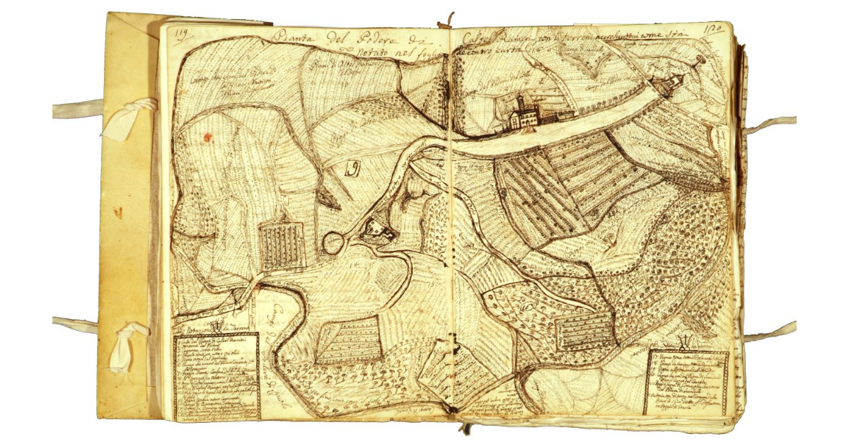 Pianta del podere di Castel Ranieri con i terreni accresciuttvi come sta notato nel foglio de contro carta 118