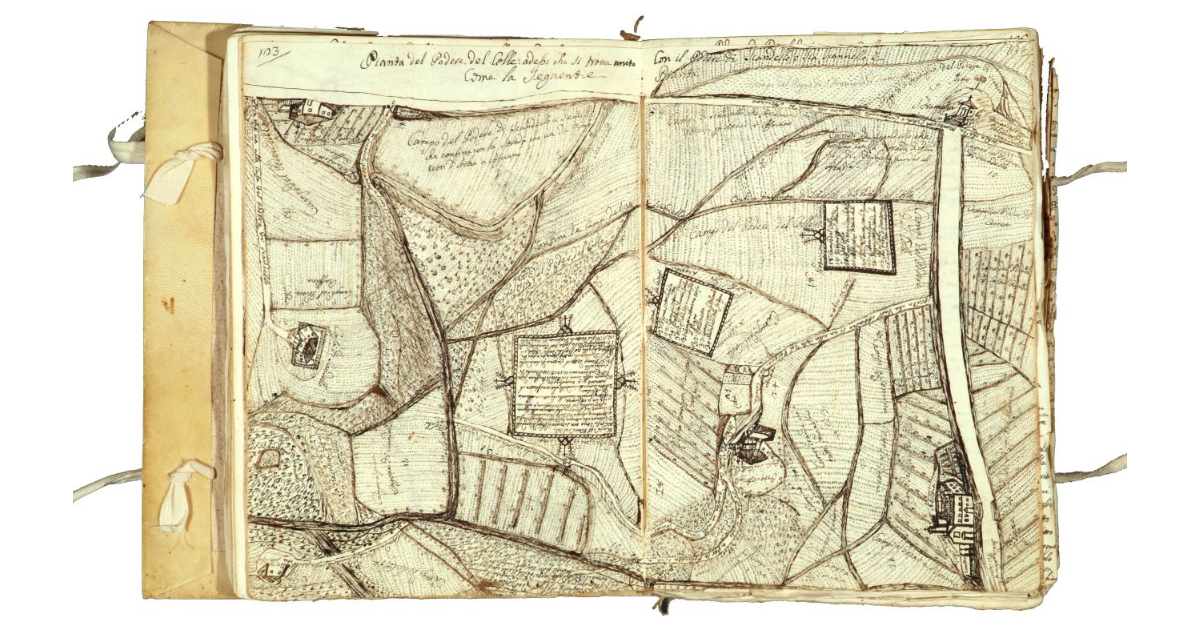 Pianta del podere del Colle adesso che si tova unito con il podere di Scandello o sia Scannello e come la seguente pianta