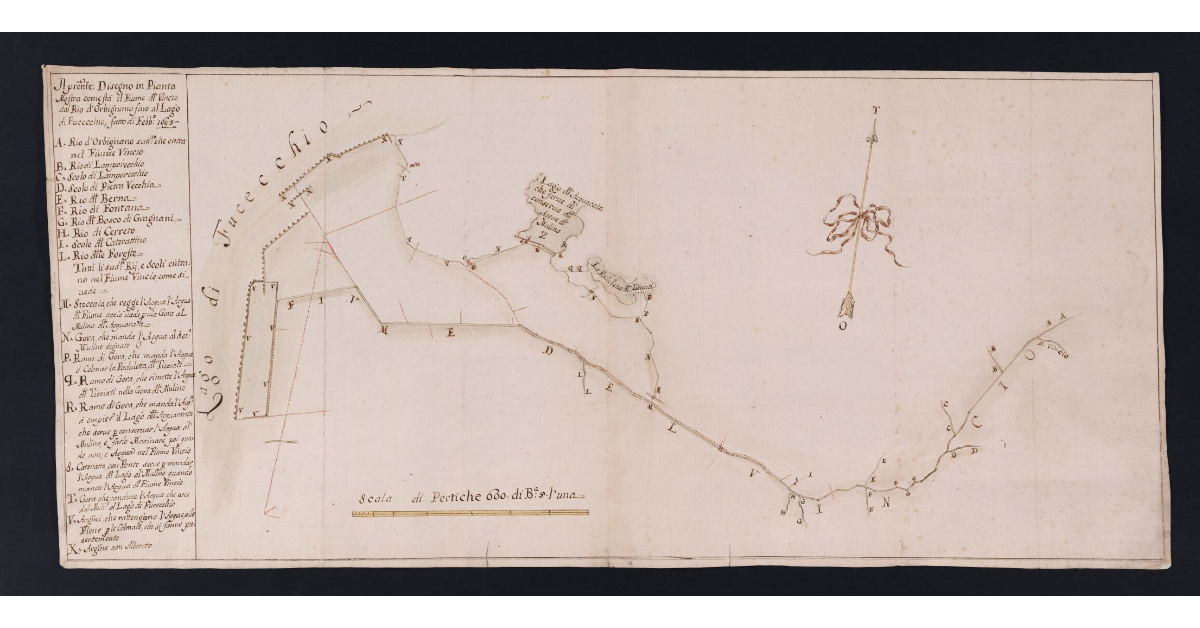 [Pianta del Corso del Vincio dal Rio di Orbignano al Padule di Fucecchio]