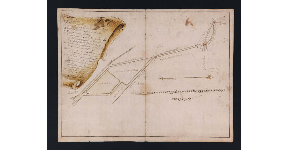 Pianta di parte della fattoria di Bella Vista fatta per dimostrar di alcuni lavori proposti dal fattore di detto luogo