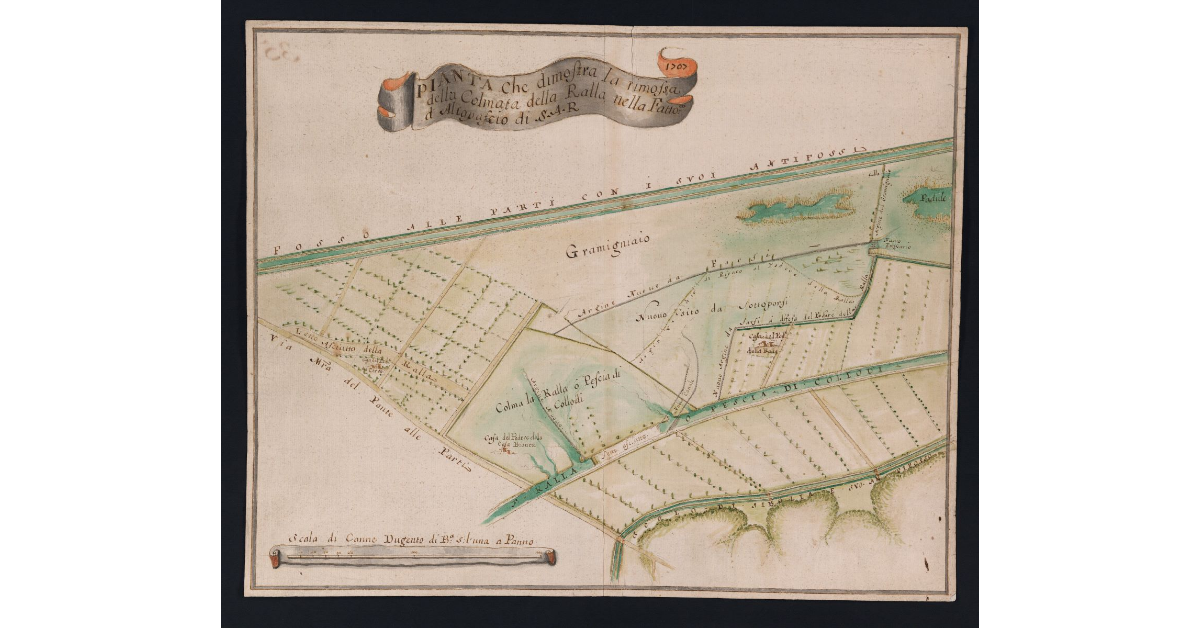 Pianta che dimostra la rimossa della Colmata della Ralla nella Fatto.a d'Altopascio di S.A.R