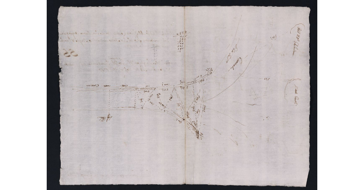 Pianta del Corso del Fiume Cornia con la Sua Nuova arginazione dal Toviccione fino al suo sbocco in Padule o Stagno di Piombino fatta nell'anno 1757