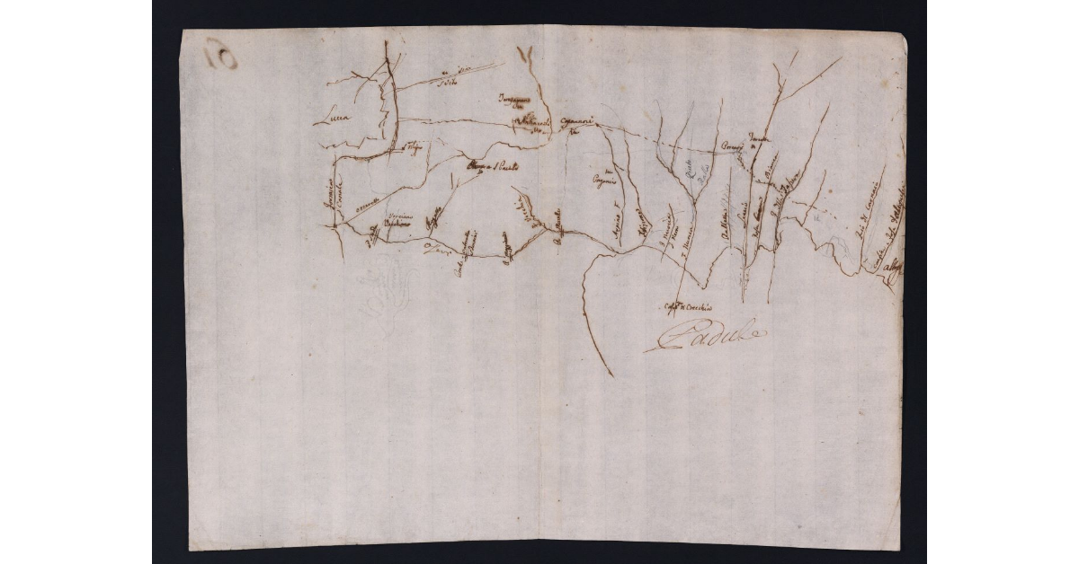 [Pianta di una porzione della campagna lucchese che che scola nel padule di Bientina]