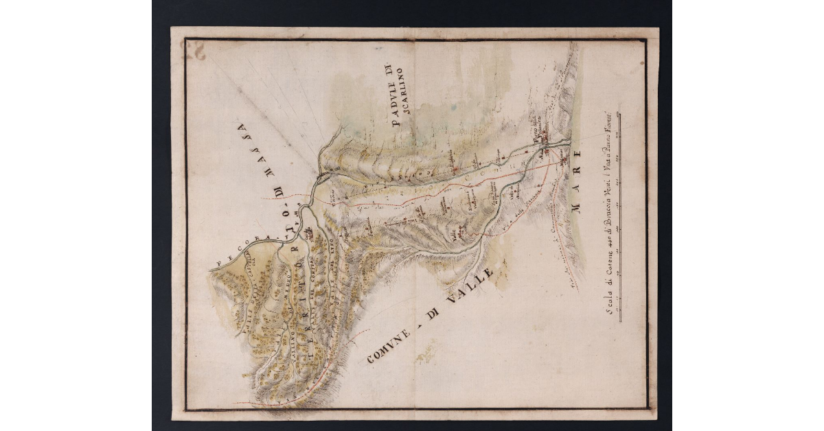 [Pianta di una porzione del territorio di Massa e Padule di Scarlino fino al mare]