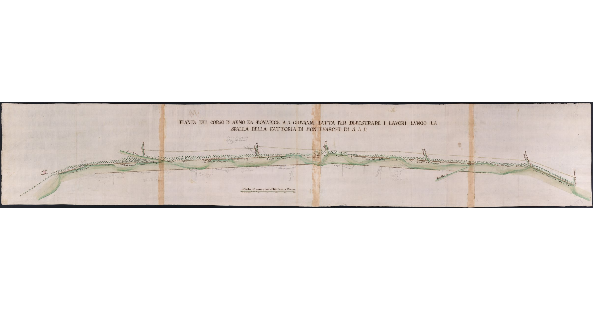 Pianta del corso d'Arno da Monabice a S. Giovanni fatto per dimostrare i lavori lungo la spalla della fattoria di Montevarchi di S.A.R