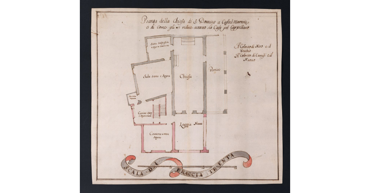 Pianta della Chiesa di S. Donnino a Castel Martini e di come gli si riduce accanto la Casa pel Cappellano