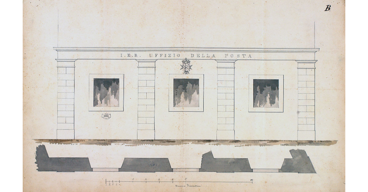 [Facciata del piano terreno dell'ufficio postale di Grosseto]