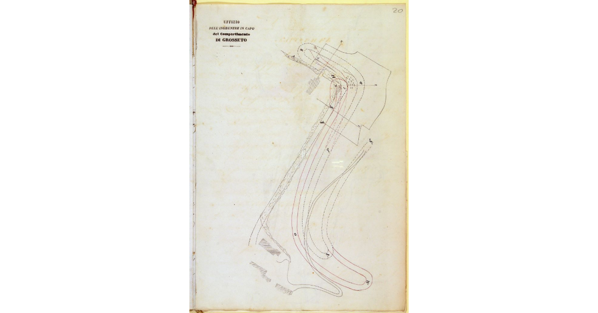 [Pianta dimostrativa dei tre possibili andamenti da darsi al tratto di strada compreso fra Pitigliano e la Madonna delle Grazie]