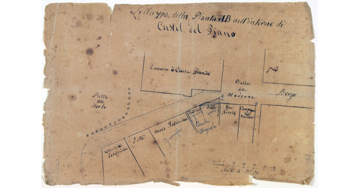 Sviluppo della pianta AB nell'interno di Castel del Piano