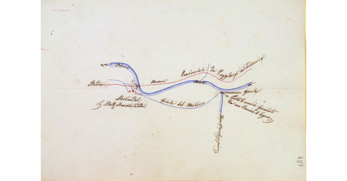 [Pianta del tratto di strada Provinciale da Poggibonsi a Follonica in prossimità del fiume Merse]