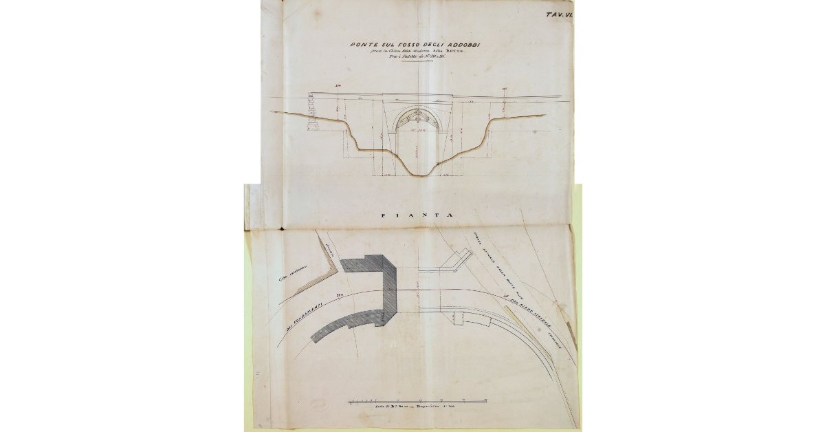Ponte sul fosso degli Addobbi presso la Chiesa della Madonna della Botte. Fra i Paletti di N° 284 e 285