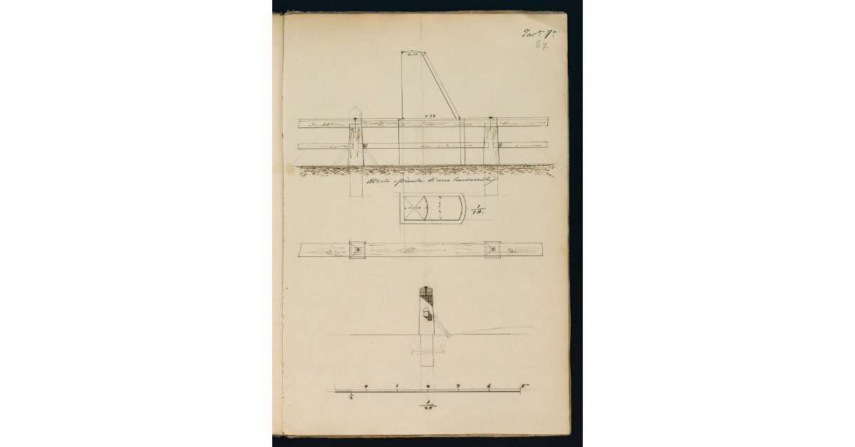 Alzato e pianta di uno scansaruote