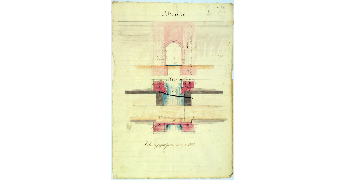 [Pianta e alzato del ponte dell'oro sul fosso dell'Ebreo presso Scansano]