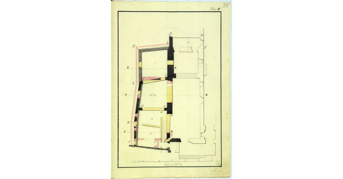 [Pianta della chiesa e del secondo piano della canonica di Castell'Azzara]