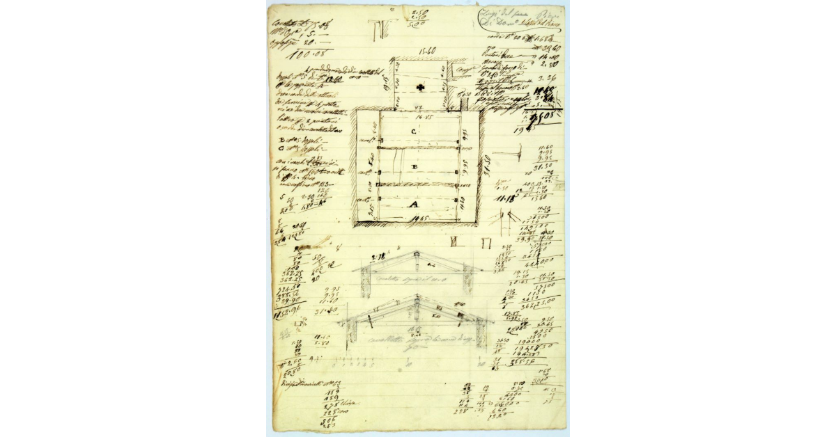 [Schizzo della pianta della chiesa di S. Stefano annessa al convento della SS. Trinità presso S. Fiora]