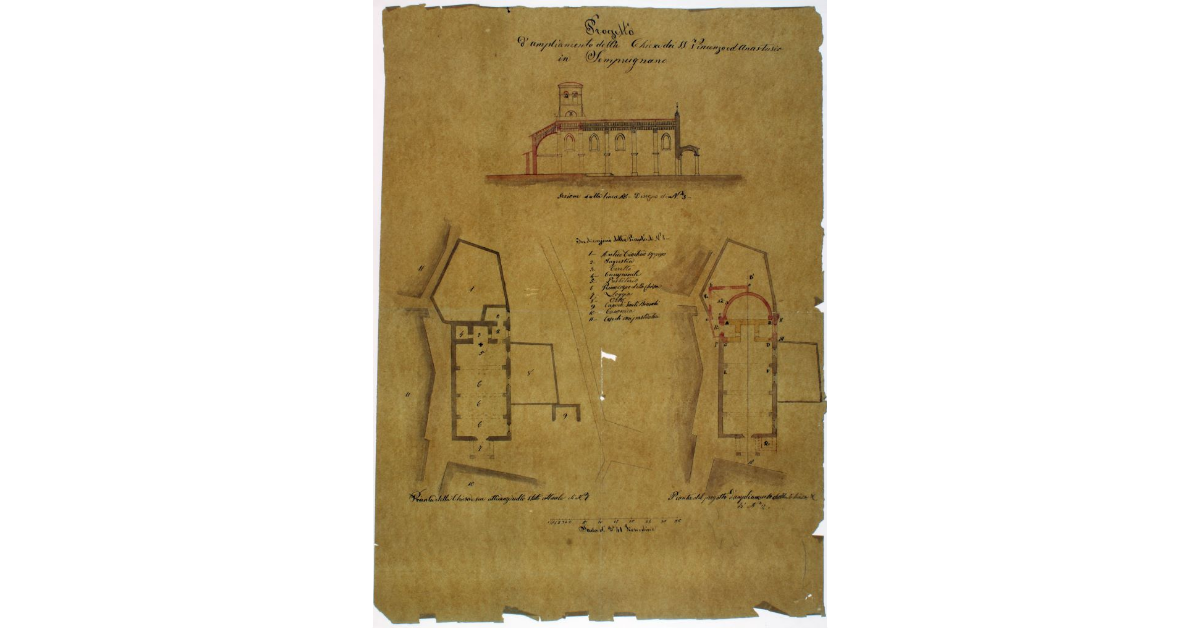 Progetto d'ampliamento della Chiesa dei SS. Vincenzo ed Anastasio in Samprugnano