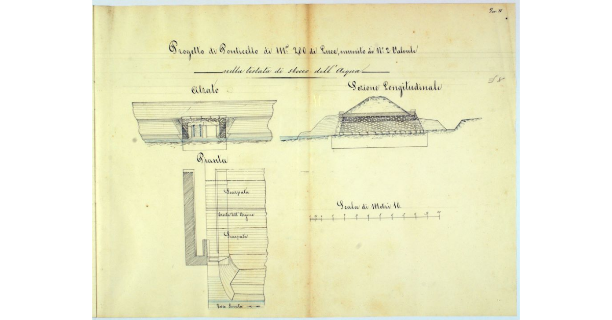 Progetto di un Ponticello di M. 2,00 di Luce, munito di N° 2 Valvole nella testata di sbocco dell'acqua