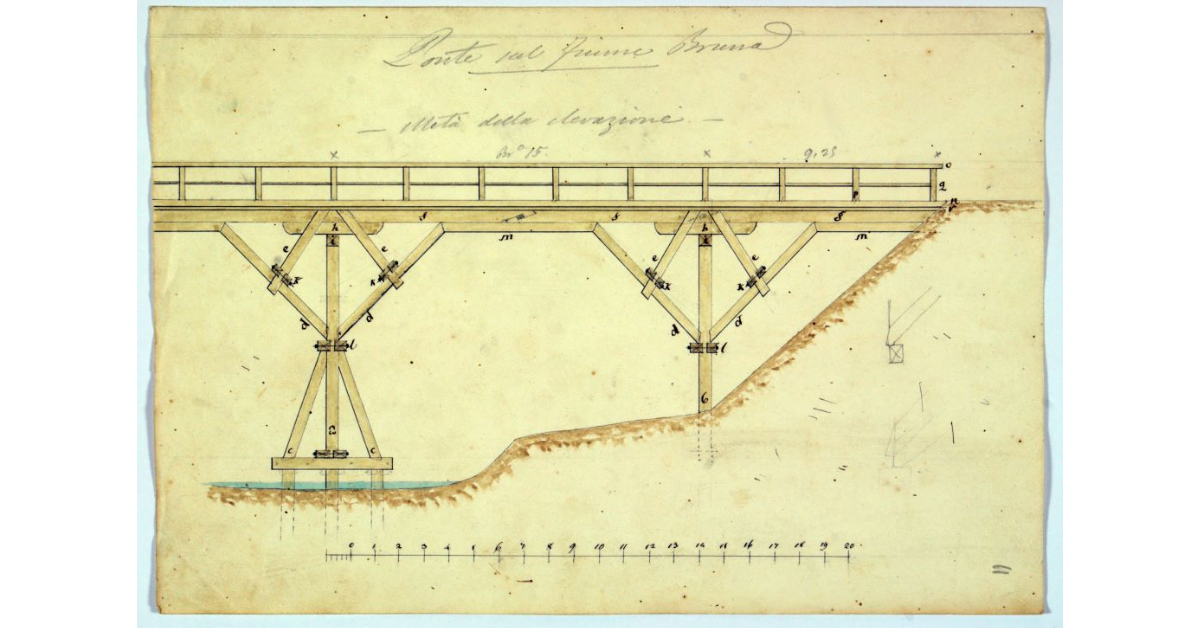 Ponte sul fiume Bruna. Metà della elevazione