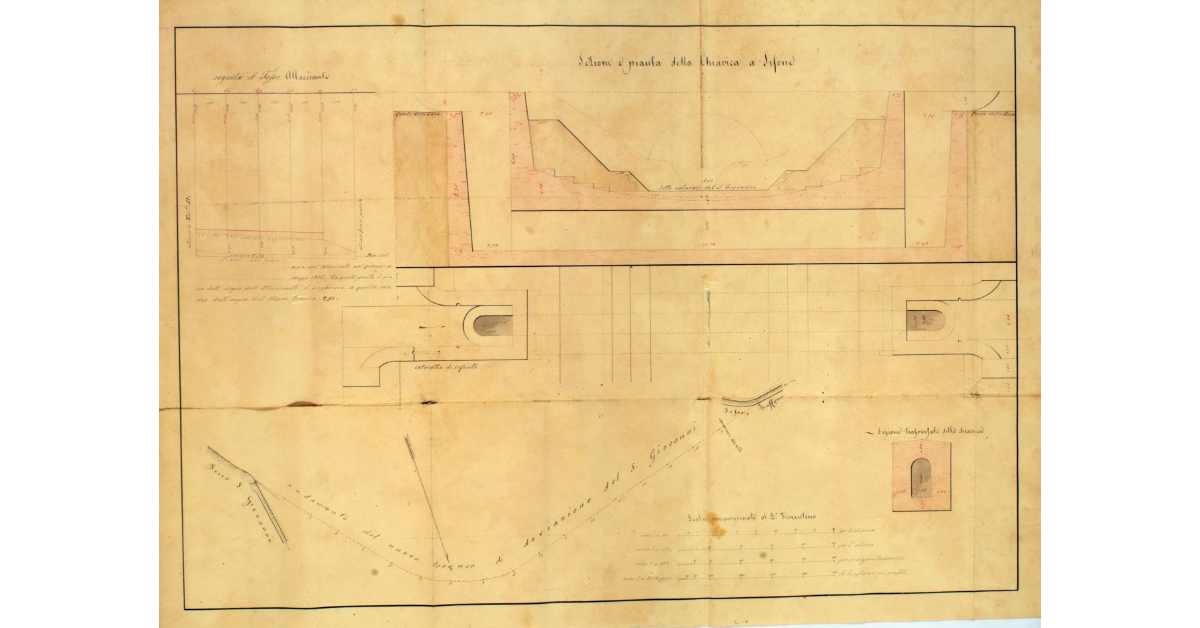 Sezione e pianta della Chiavica a Sifone